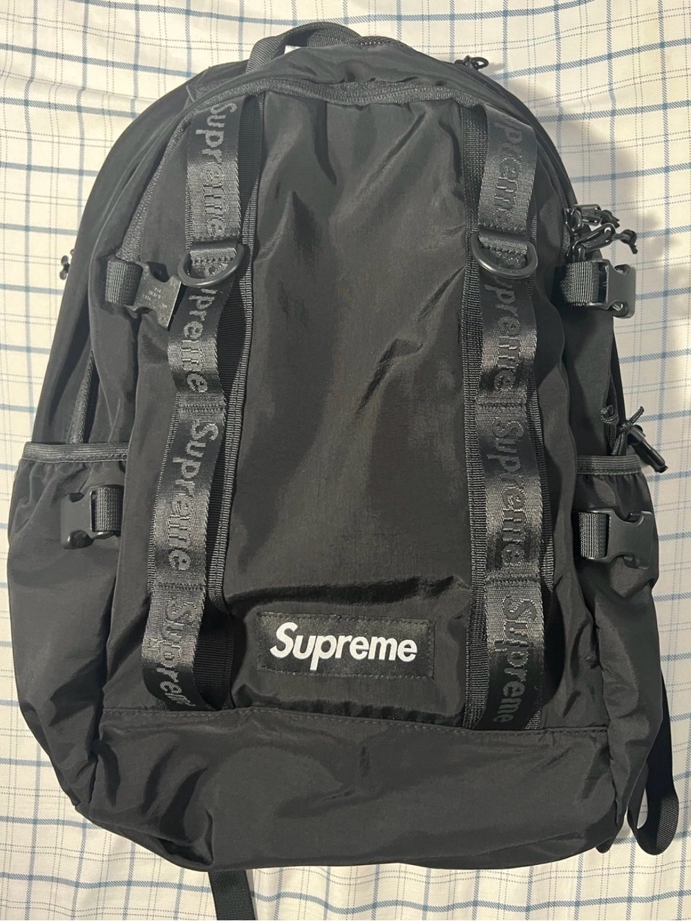 Supreme Black Logo Strap Backpack